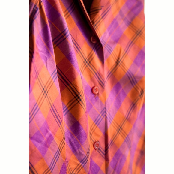 Vintage Orange & Magenta Plaid Top - Picture 4 of 5